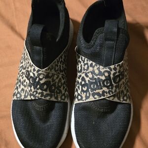 Adidas Black and Leopard Print Slip-On Shoes
